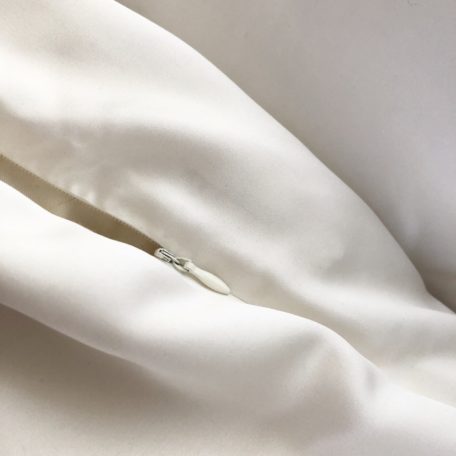 detail of the silk pillowcase