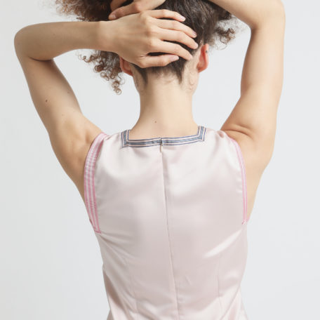 geometric collar silk pink asymmetrical dress