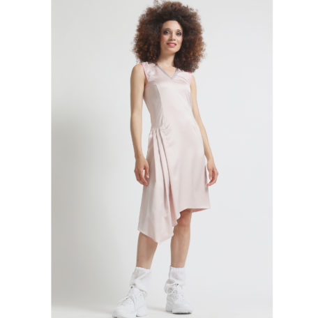 sporty silk pink asymmetrical dress