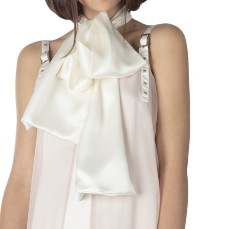 long silk satin scarf white