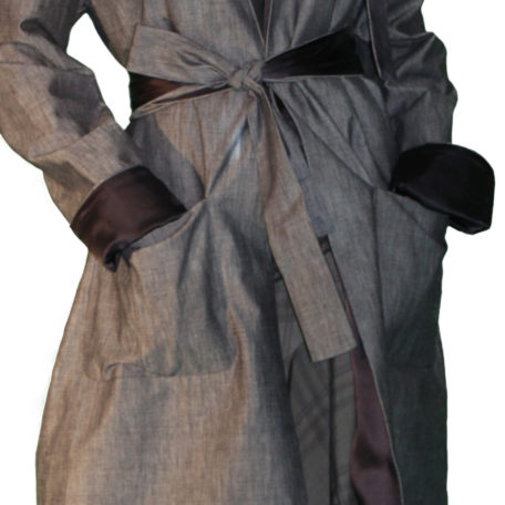 cozy wear denim coat, silk lining