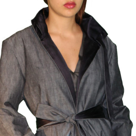 cozy wear denim coat, silk lining