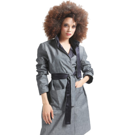 cozy wear denim coat, silk lining