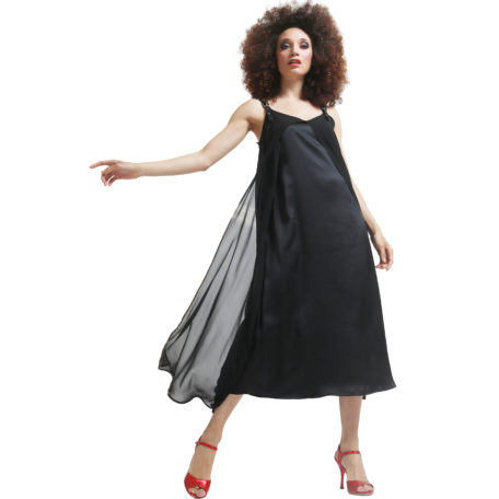 French-sleep-dress-black- 100% silk