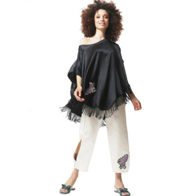 Pyjama poncho lilas à franges